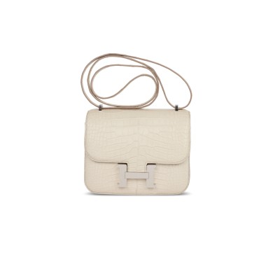 HERMES MASTER CONSTANCE 18 MATTE ALLIGATOR PALLADIUM HARDWARE (18*15*4cm)